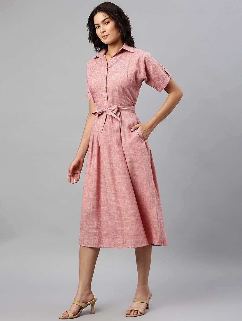 women solid fit & flared dress - 18734497 -  Standard Image - 2