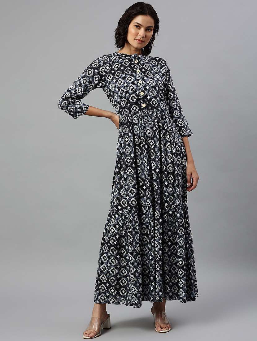 women's fit & flare ajrakh dress