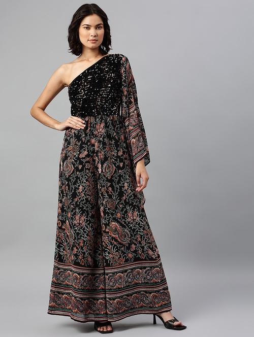 single shoulder printed full leg jumpsuit - 18734515 - Standard Image - 0
