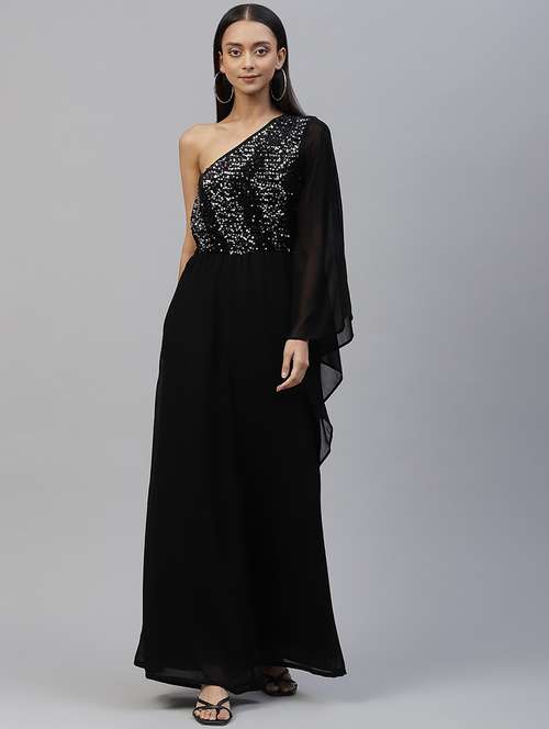 single shoulder embellished full leg jumpsuit