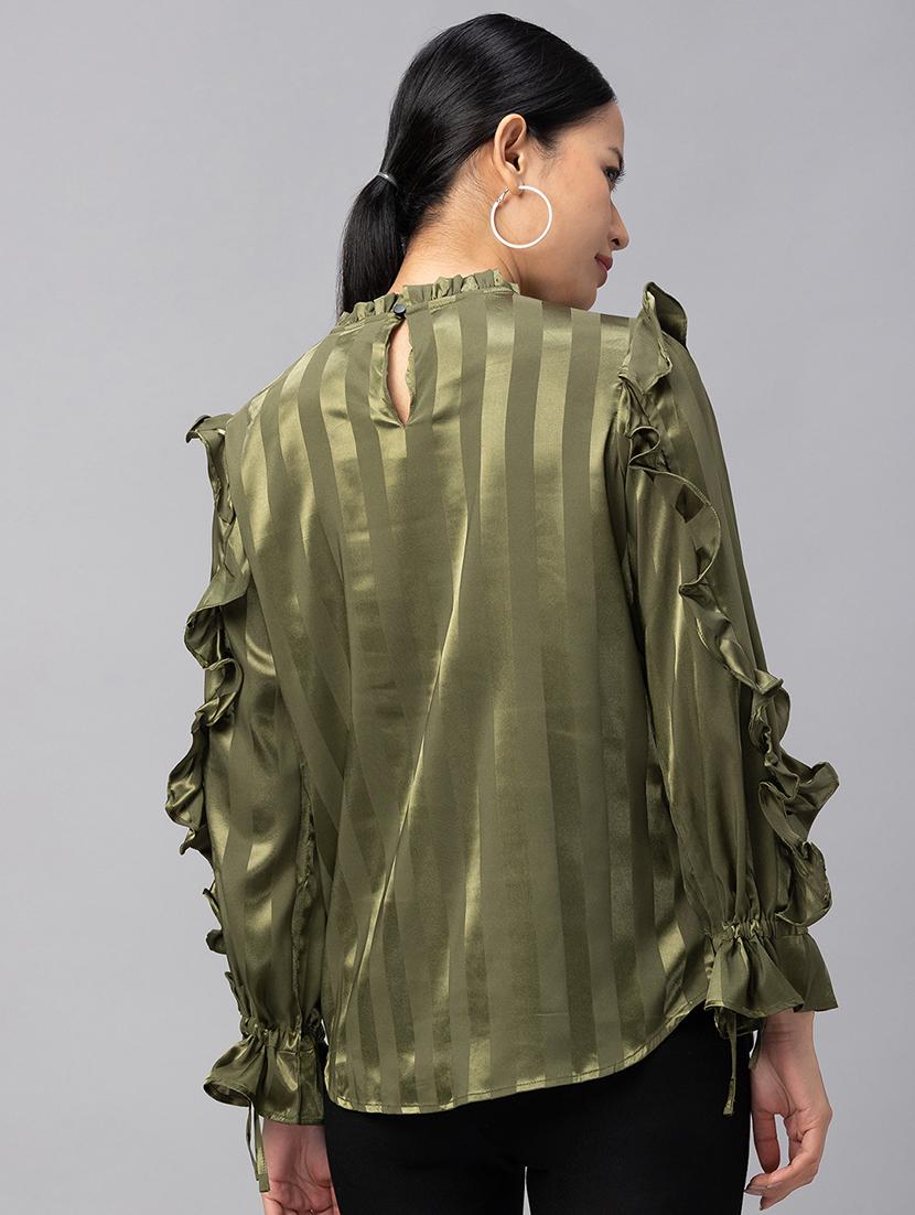 women's ruffle high neck top - 18734546 - Standard Image - 2