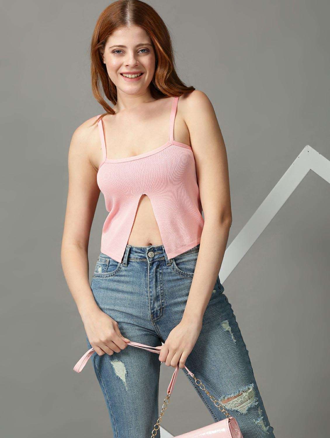 women's crop shoulder strap top