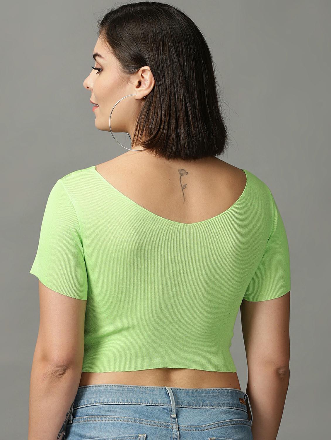 women's crop v neck top - 18734866 - Standard Image - 2