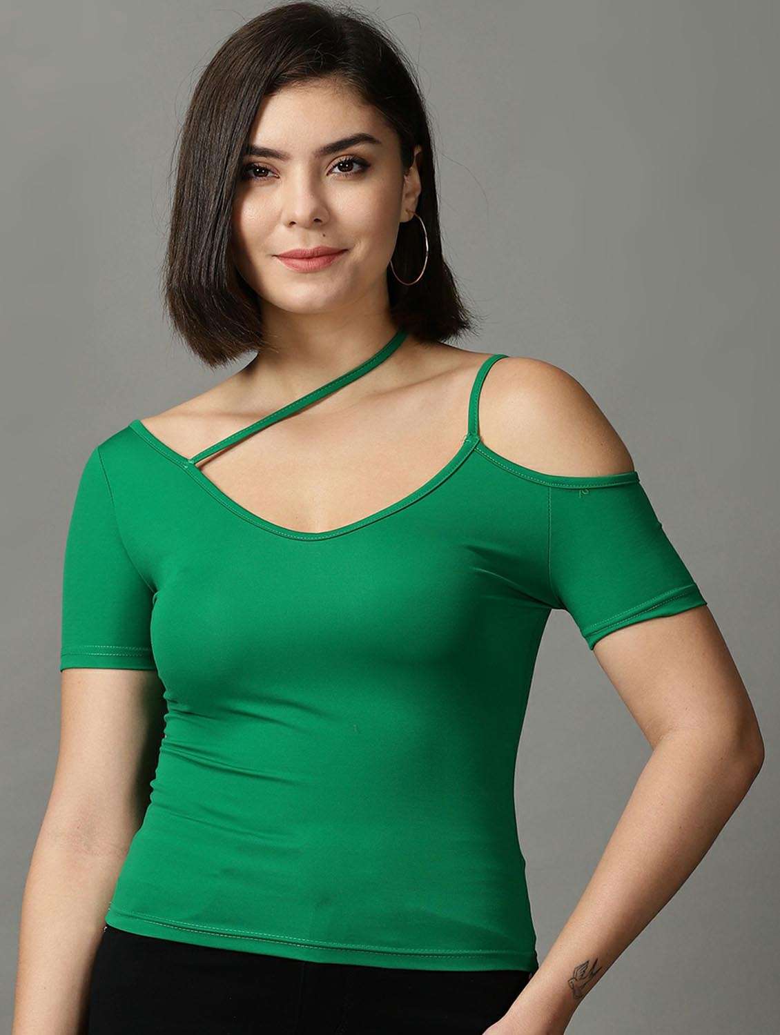 green polyester regular top
