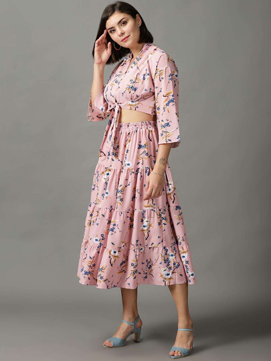 pink polyester top and skirt set - 18735139 -  Standard Image - 2