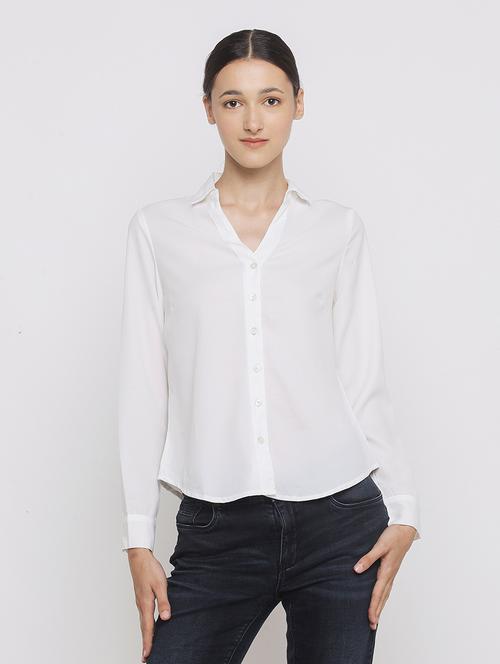 white polyester regular shirt - 18735534 - Standard Image - 0
