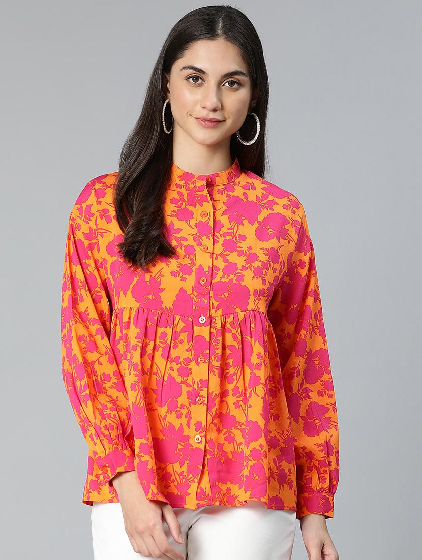 women's peplum mandarin neck top - 18735713 -  Zoom Image - 0