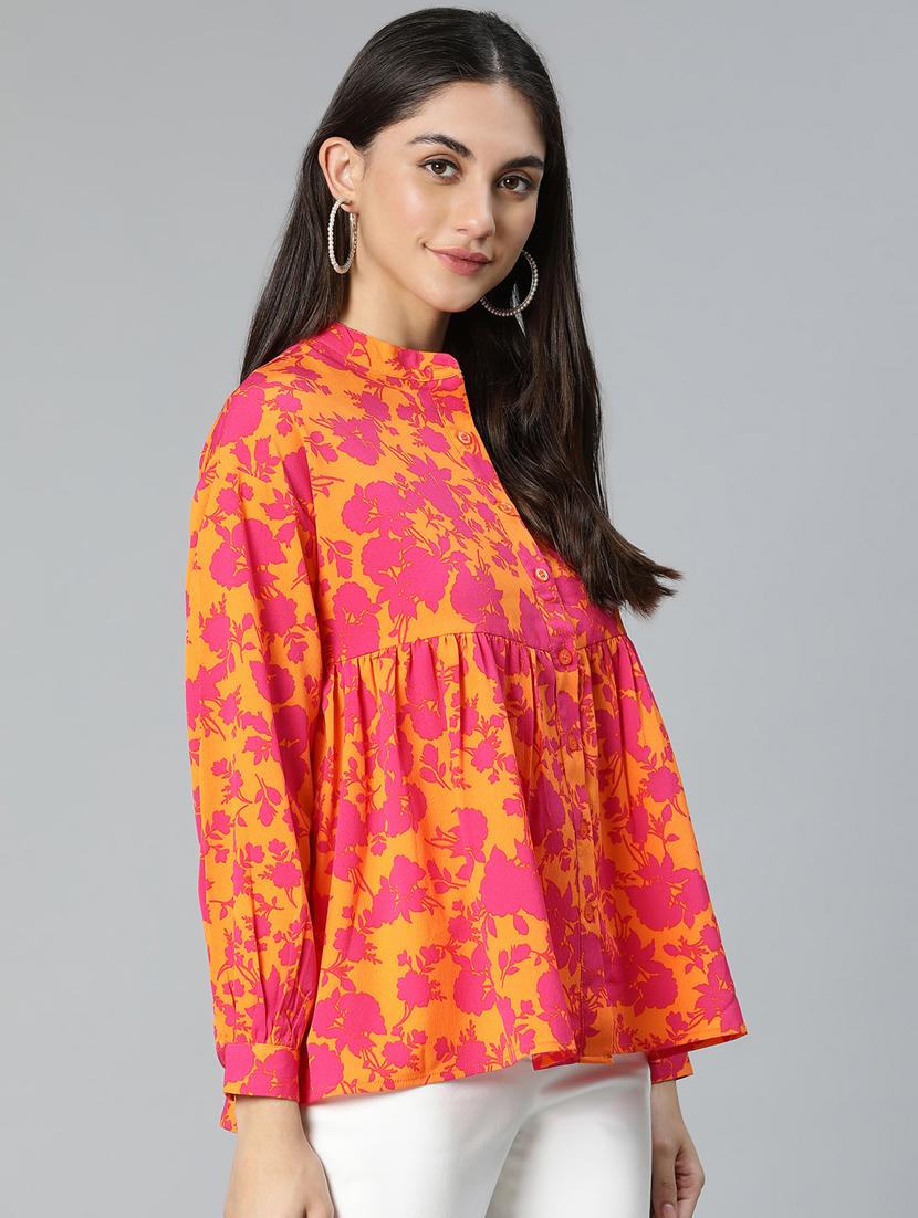 women's peplum mandarin neck top - 18735713 - Standard Image - 2