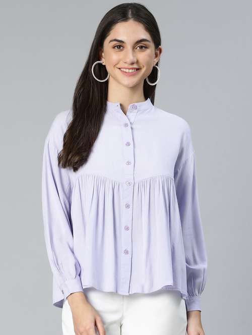 women's peplum mandarin neck top - 18735714 -  Standard Image - 0