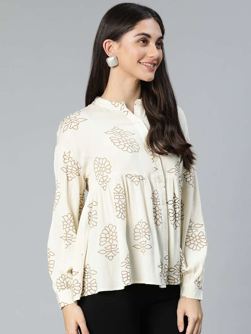 women's peplum mandarin neck top - 18735715 -  Standard Image - 2