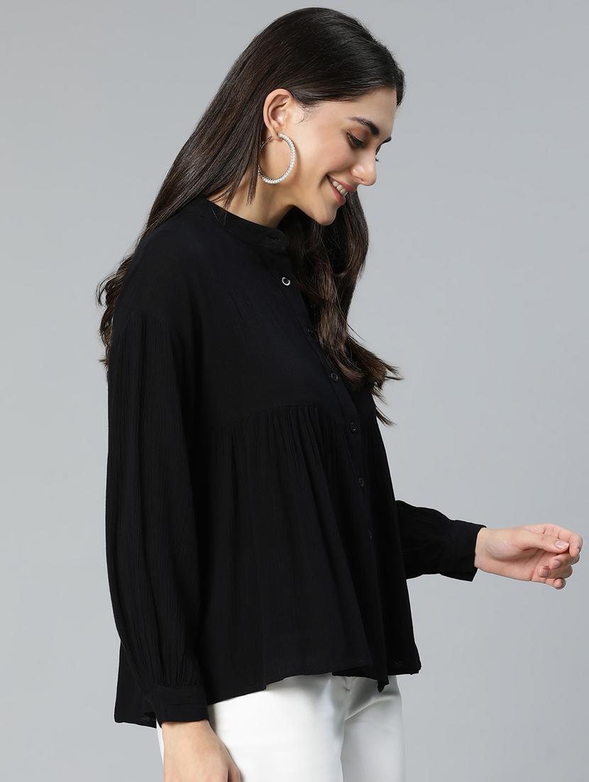 women's straight mandarin neck top - 18735716 - Standard Image - 2