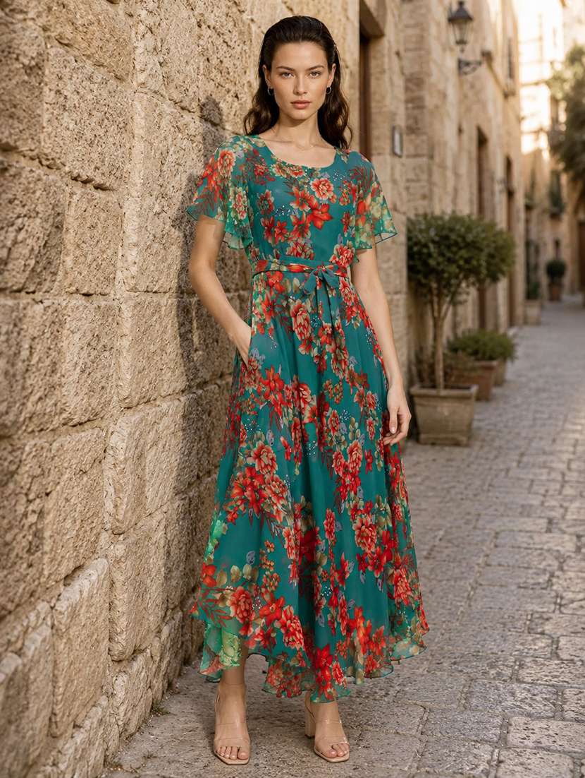 women's ruffle floral dress