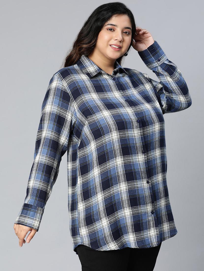 multi colored checkered plus shirt - 18736396 - Standard Image - 2