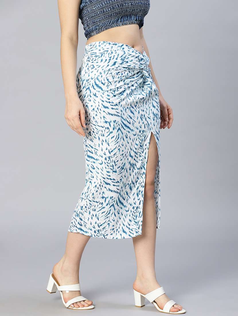 blue viscose slit skirt - 18736409 -  Standard Image - 2