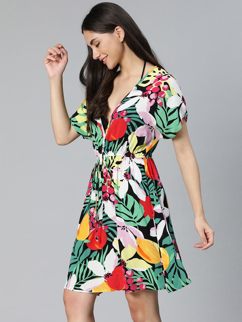 tropical printed wrap coverup - 18736449 - Standard Image - 2