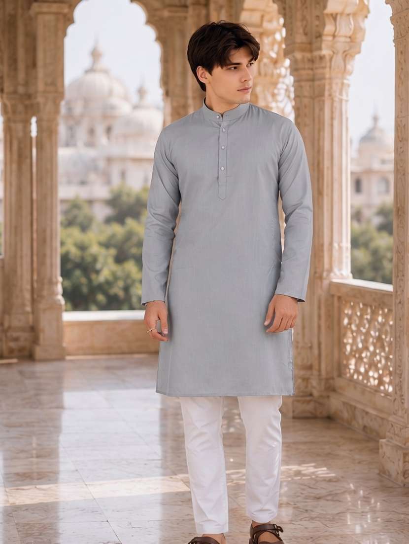 solid straight long kurta - 18736566 -  Standard Image - 2