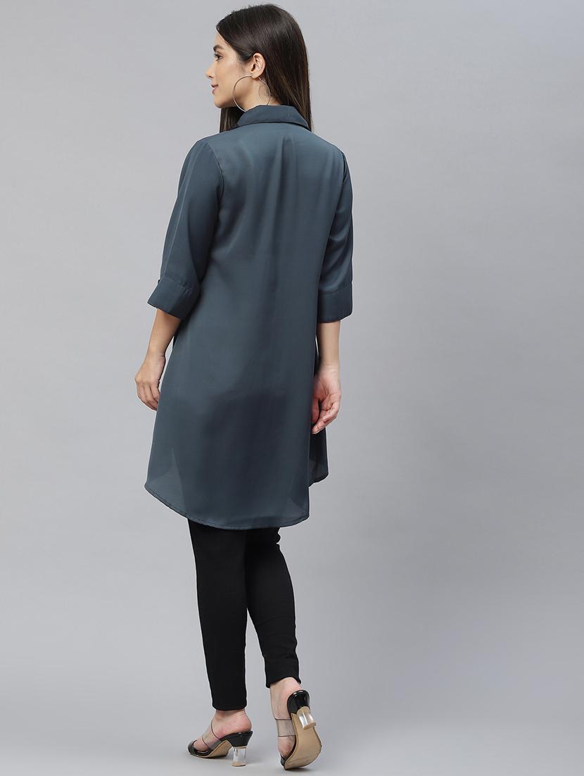 women's high-low collared top - 18736595 - Standard Image - 2