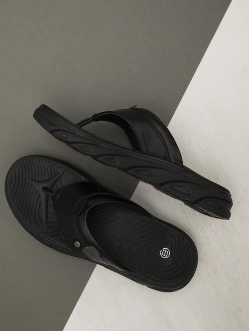 black synthetic & mesh slip on slippers - 18736825 -  Standard Image - 0