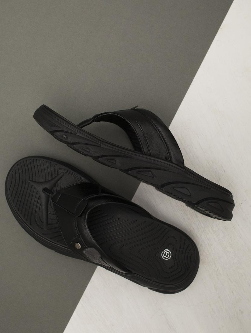 black synthetic & mesh slip on slippers - 18736825 -  Zoom Image - 0
