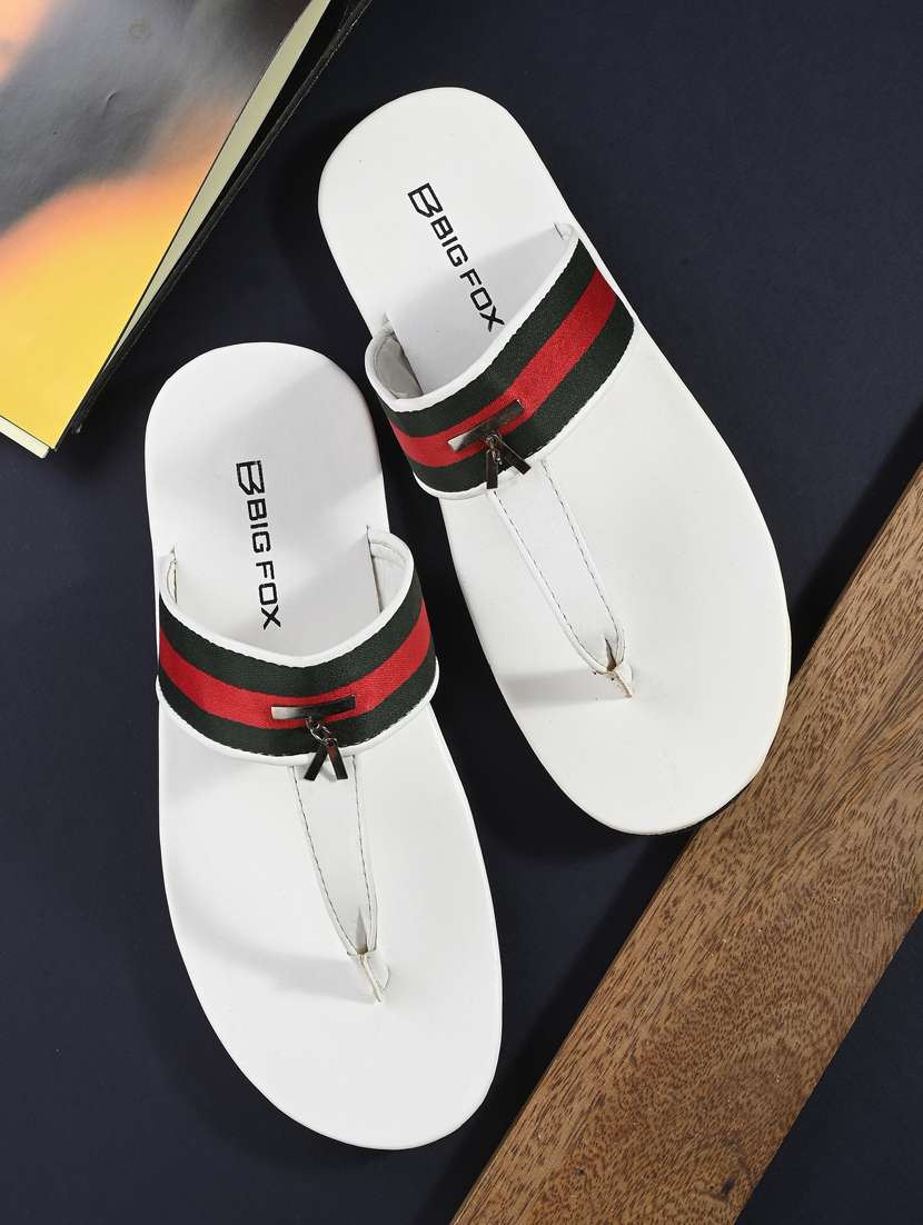 white synthetic & mesh slip on sandals