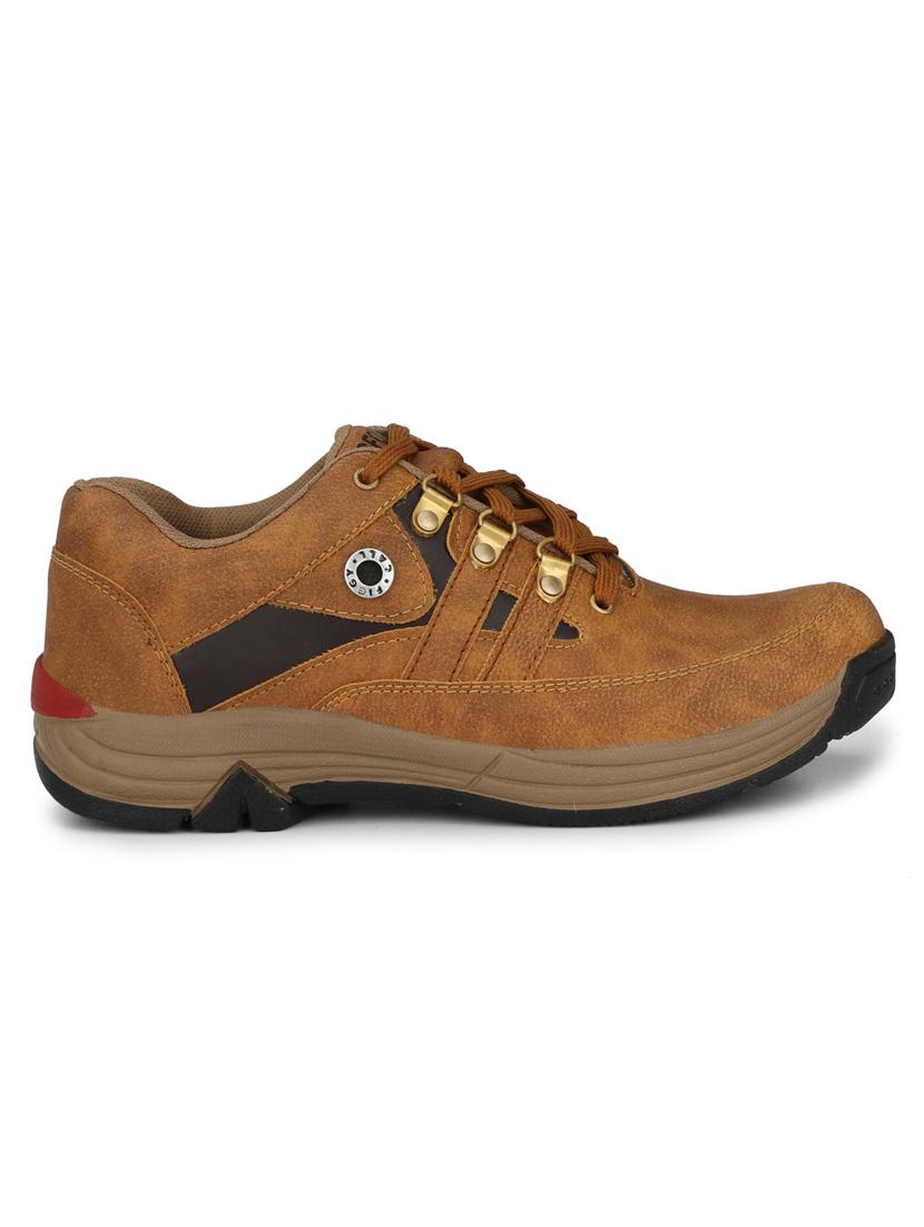 tan color block lace-up casual shoes - 18736905 - Standard Image - 2