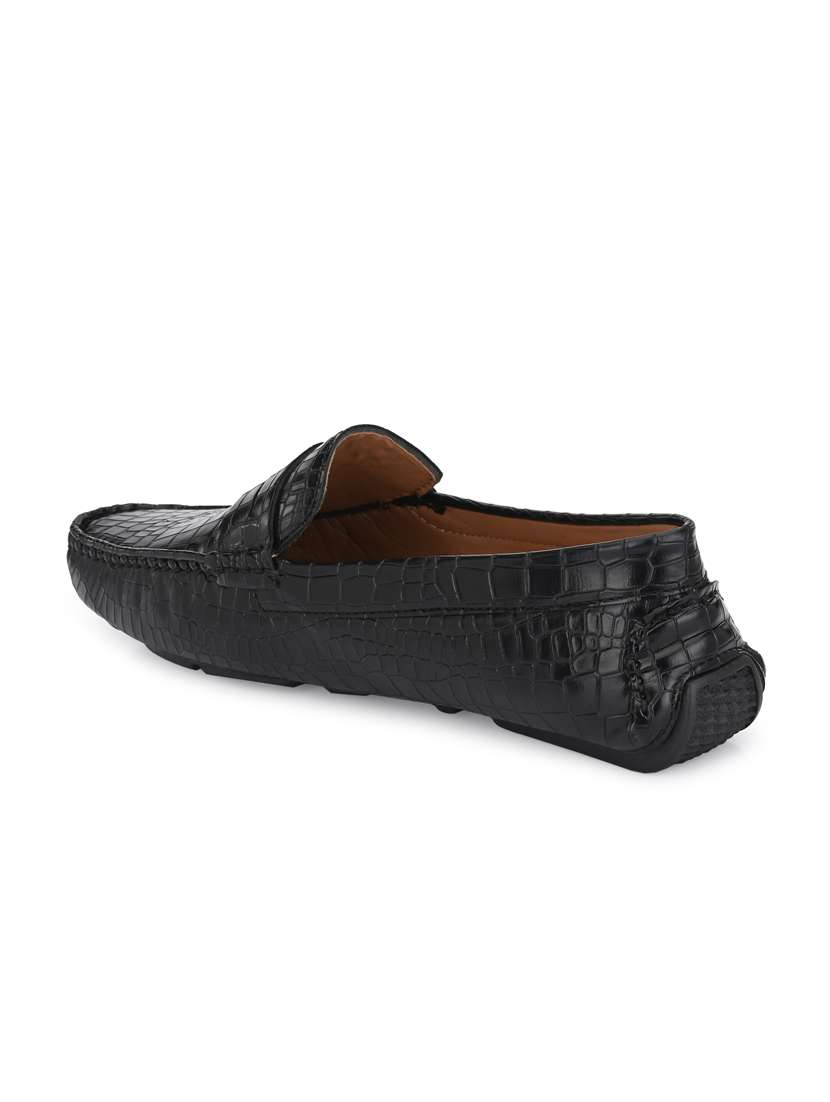 black synthetic slip on loafers - 18736947 - Standard Image - 2