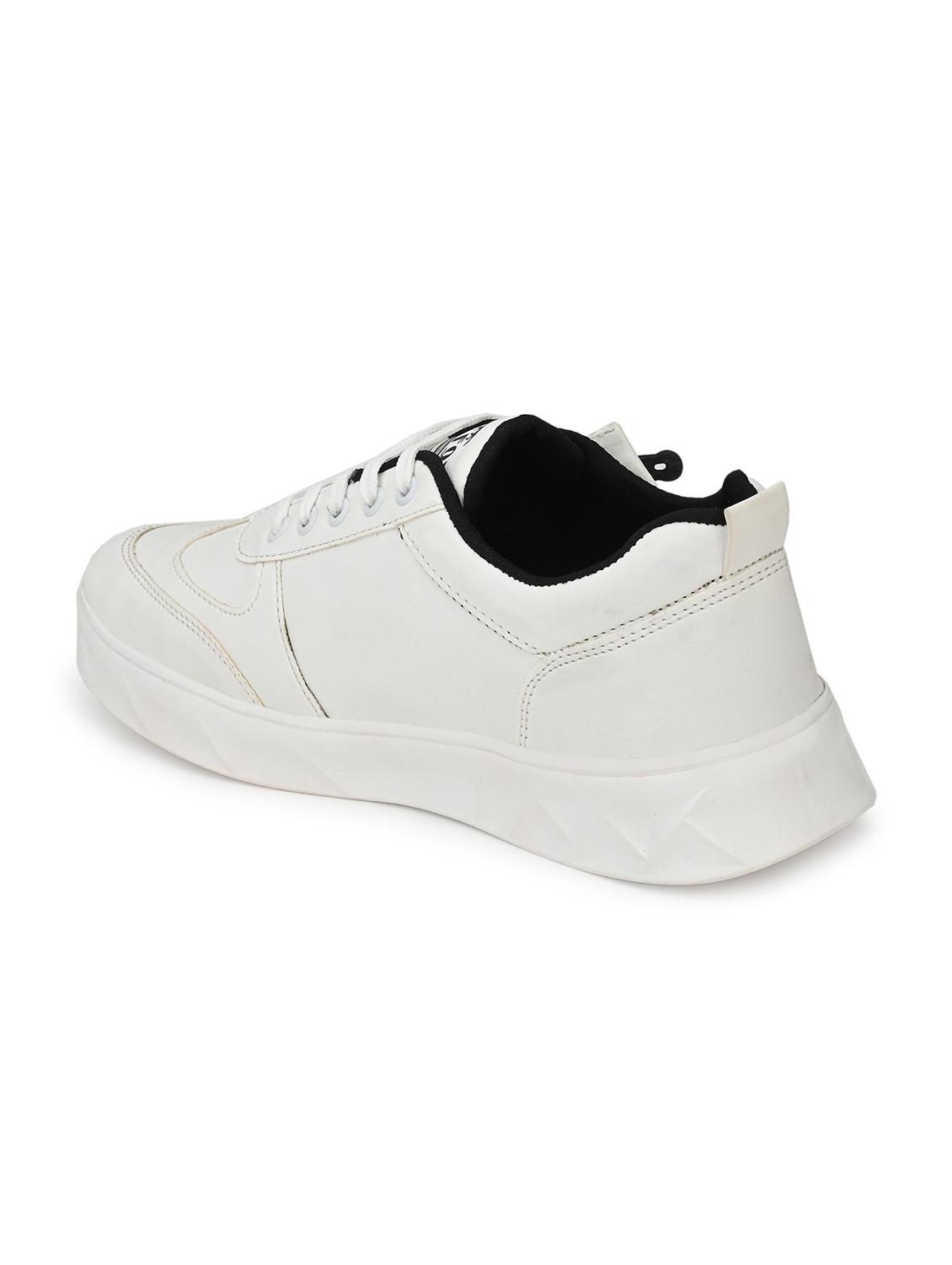 white synthetic lace up sneakers - 18737014 - Standard Image - 2