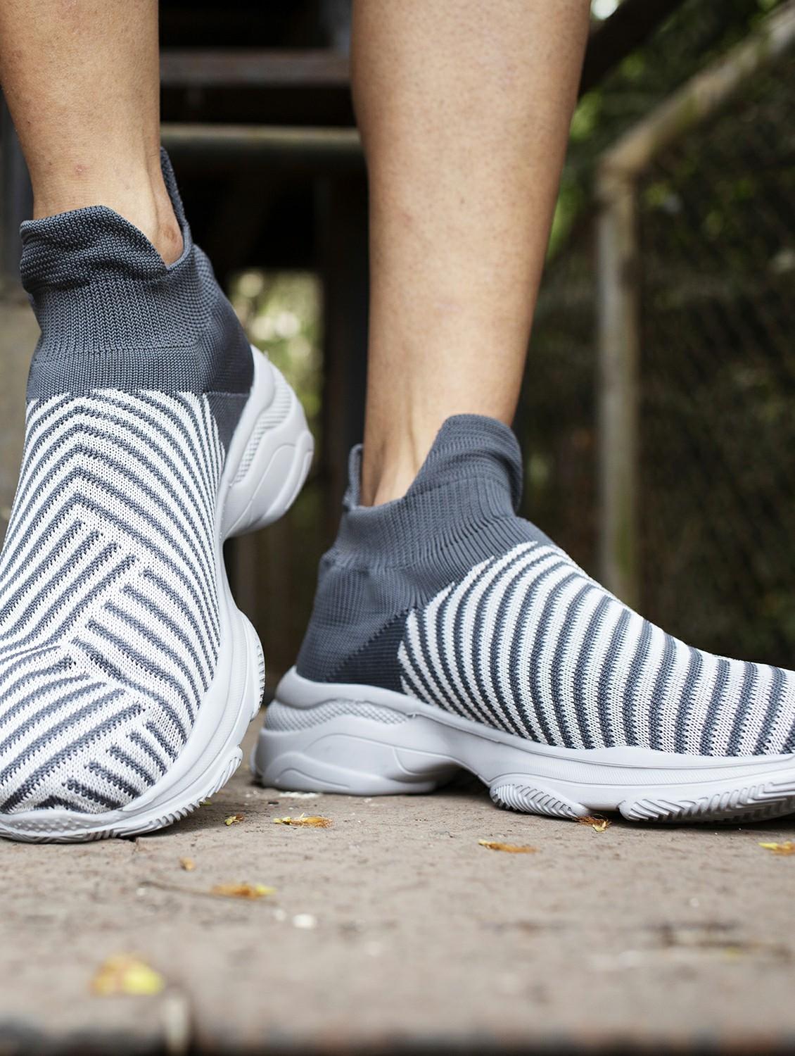 grey mesh & synthetic slip on sneakers - 18737035 - Standard Image - 2