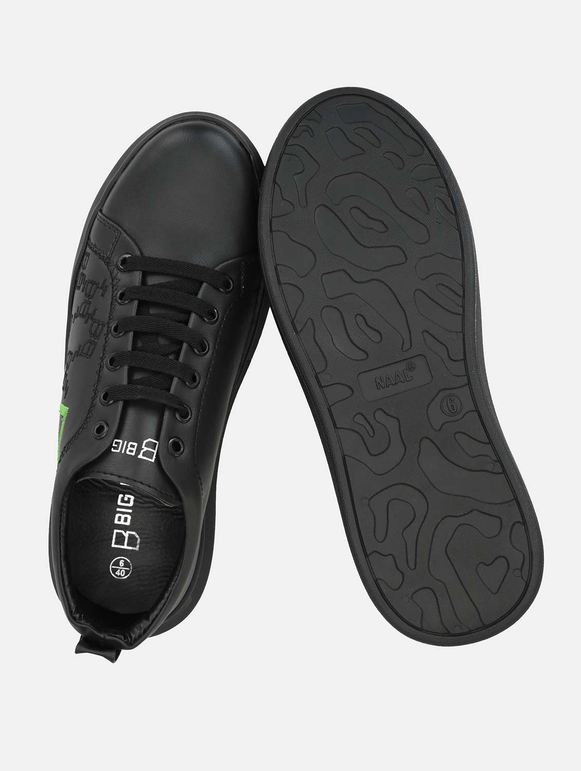 black synthetic lace up sneakers - 18737048 -  Standard Image - 2