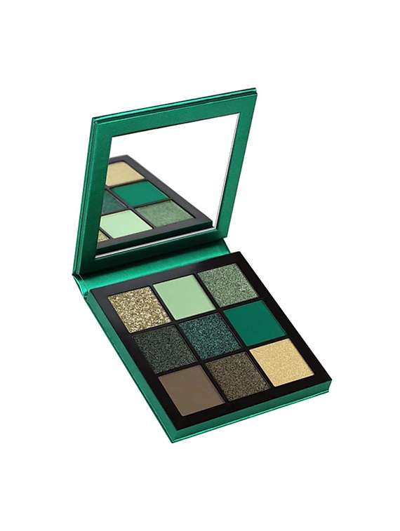 obsessions eyeshadow palette 9 colors (emerald obsessions), shimmery finish