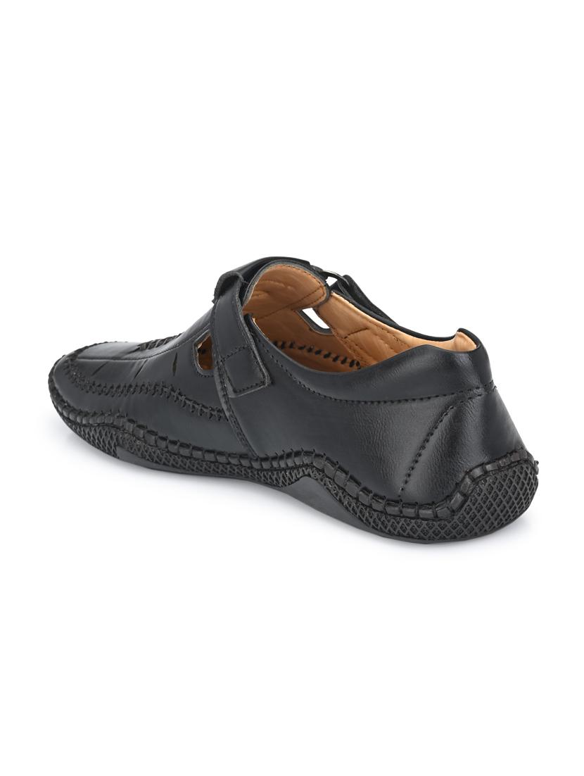 black synthetic & mesh slip on sandals - 18737156 - Standard Image - 2