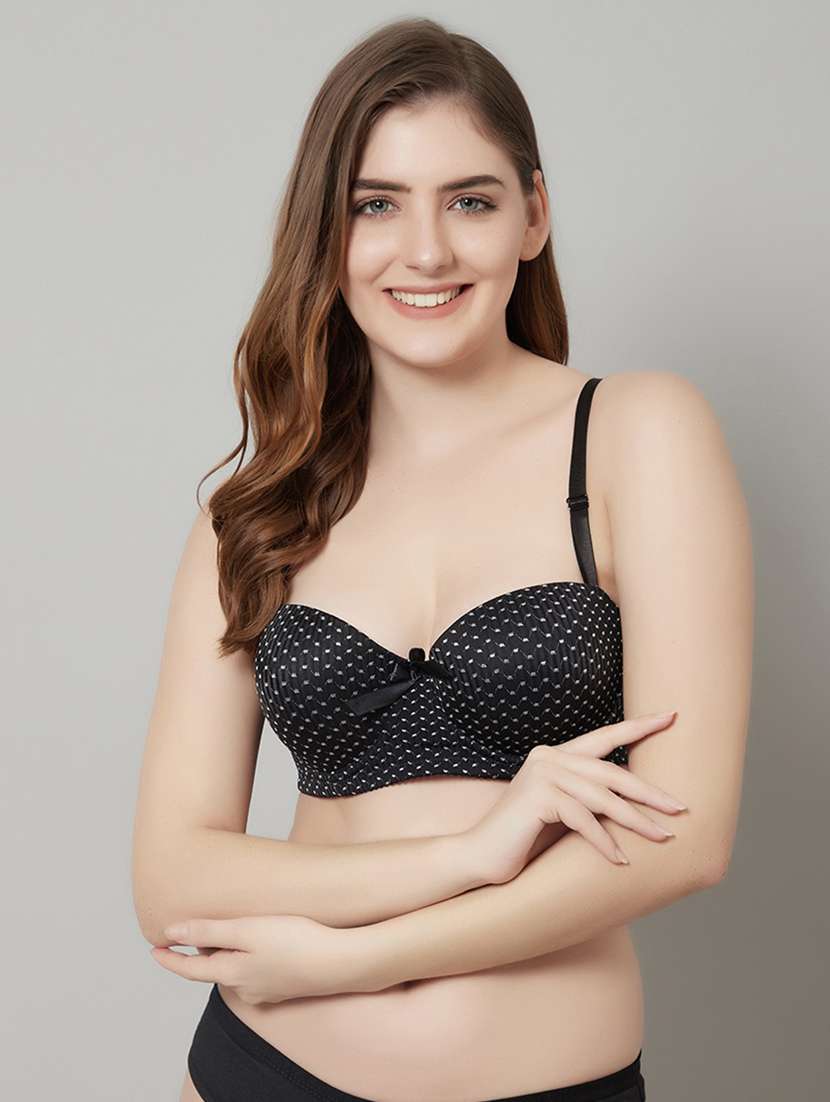 black printed balconette bra