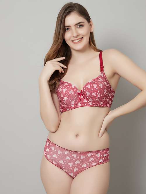 red polyester bras and panty set - 18737882 - Standard Image - 0