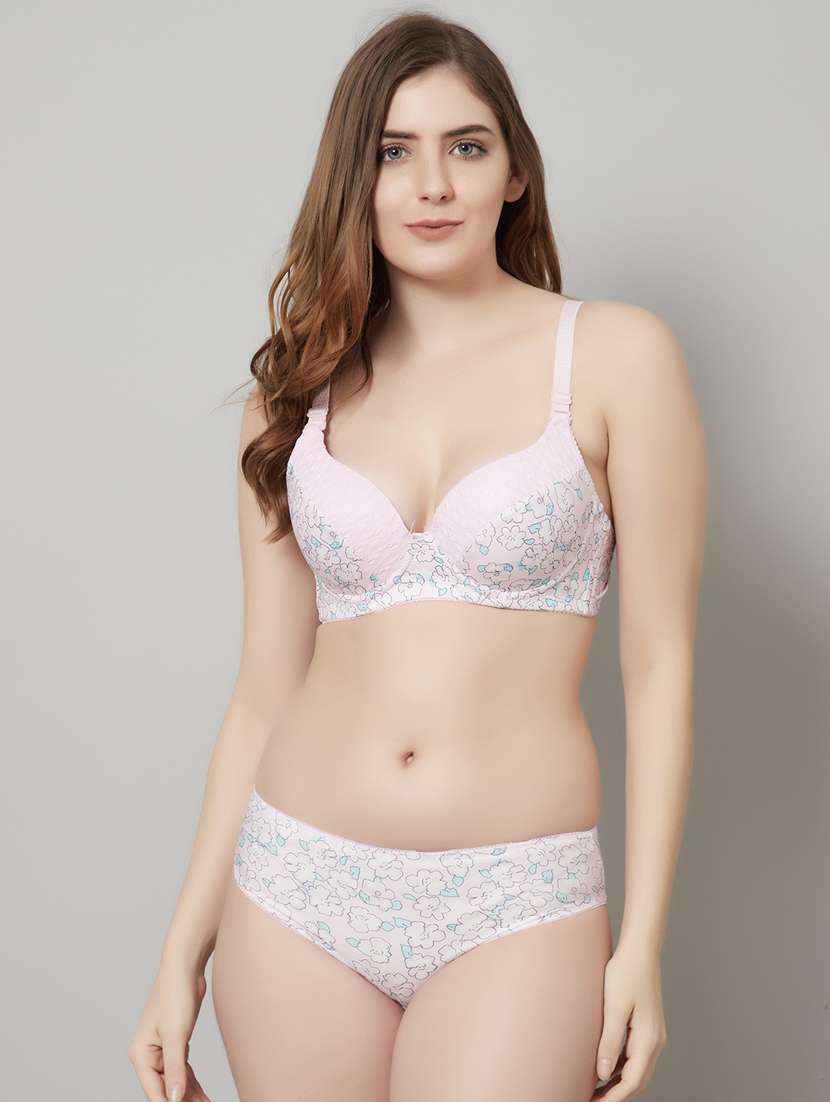 pink polyester bras and panty set