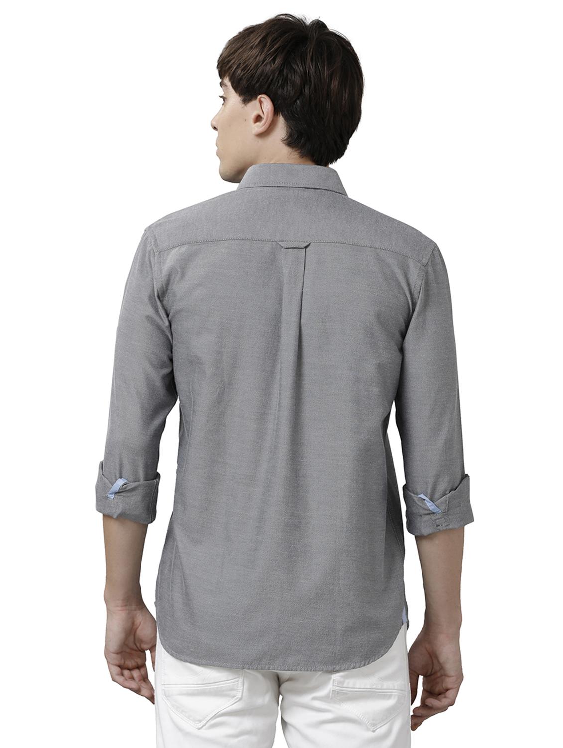 grey solid casual shirt - 18738052 - Standard Image - 2