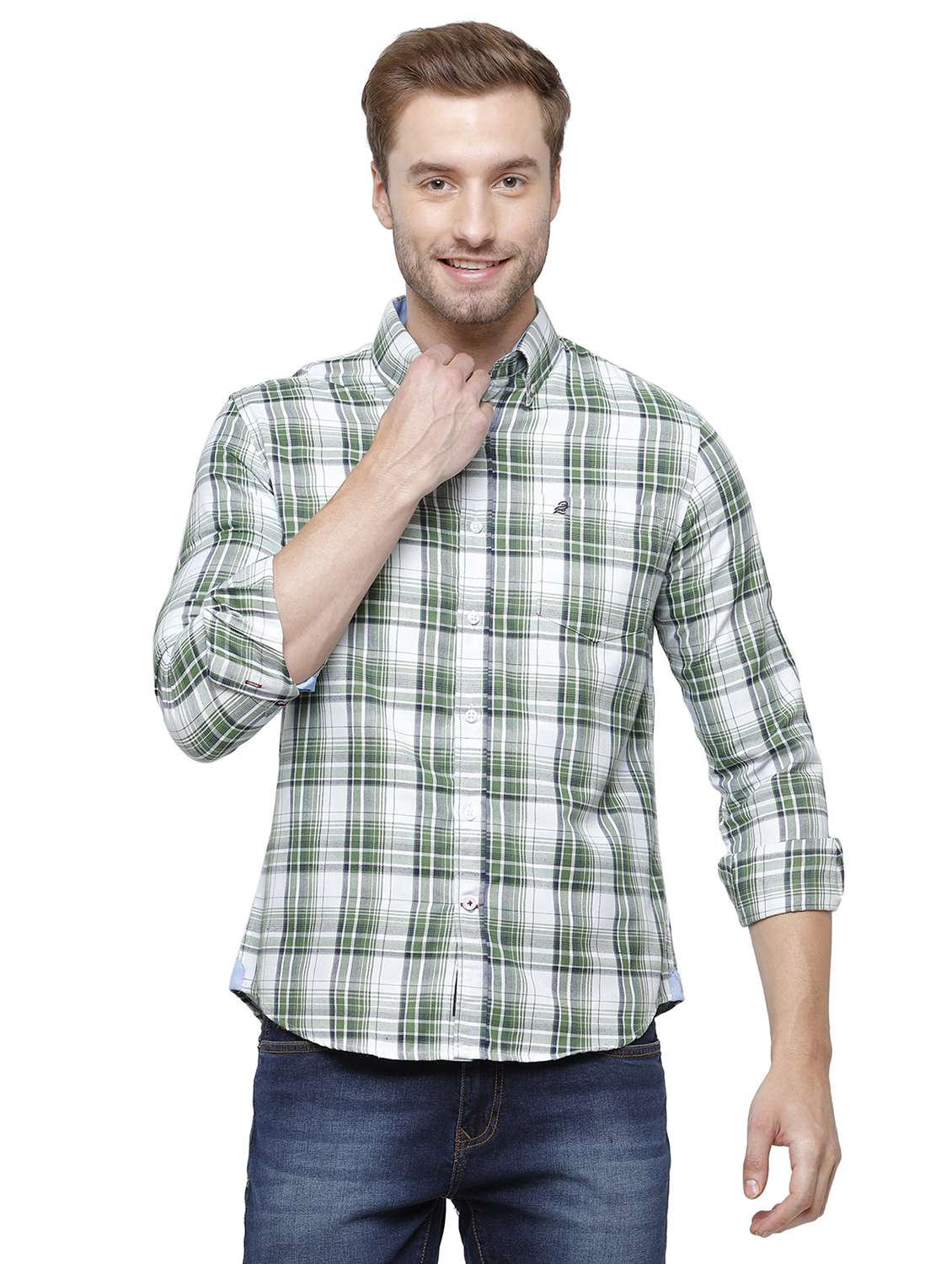 green checkered casual shirt