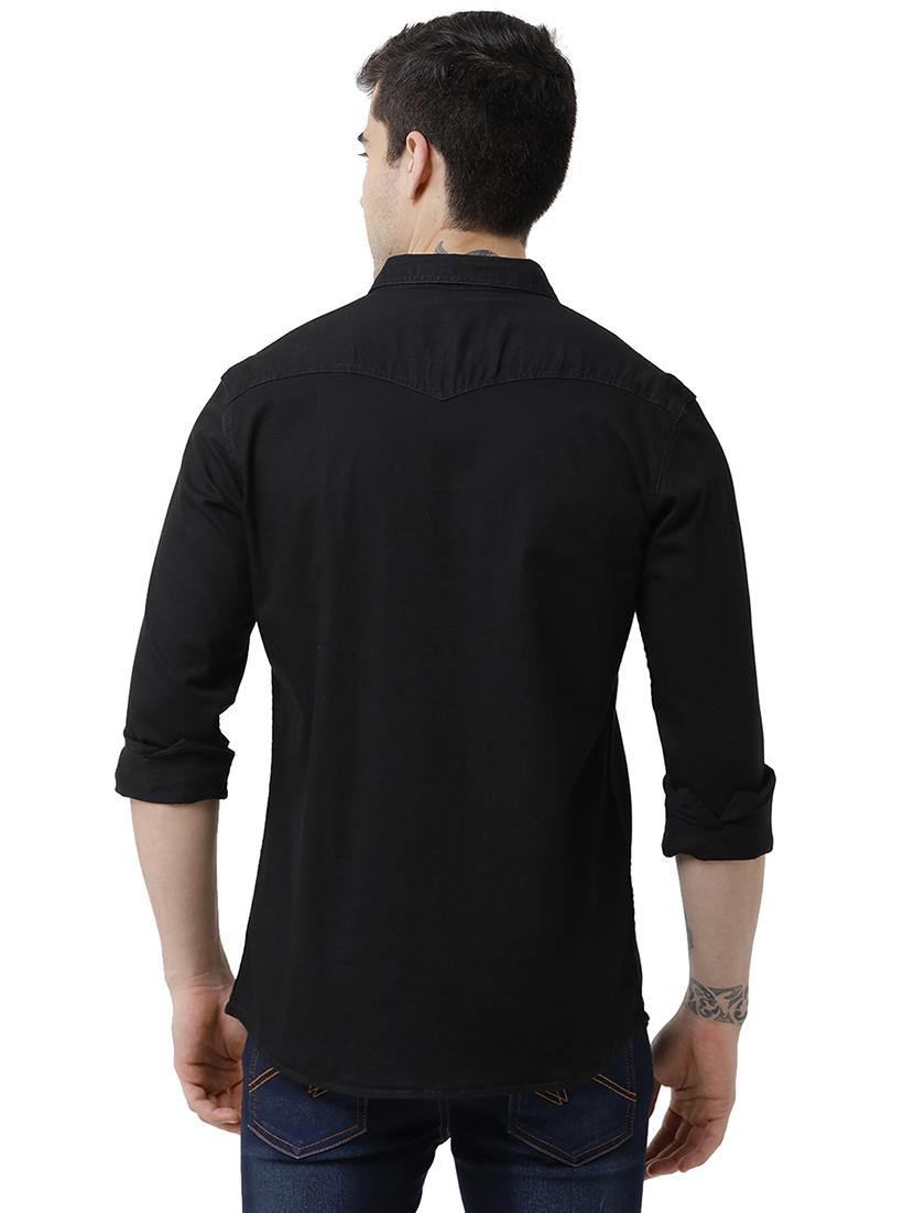 black solid casual shirt - 18738307 - Standard Image - 2