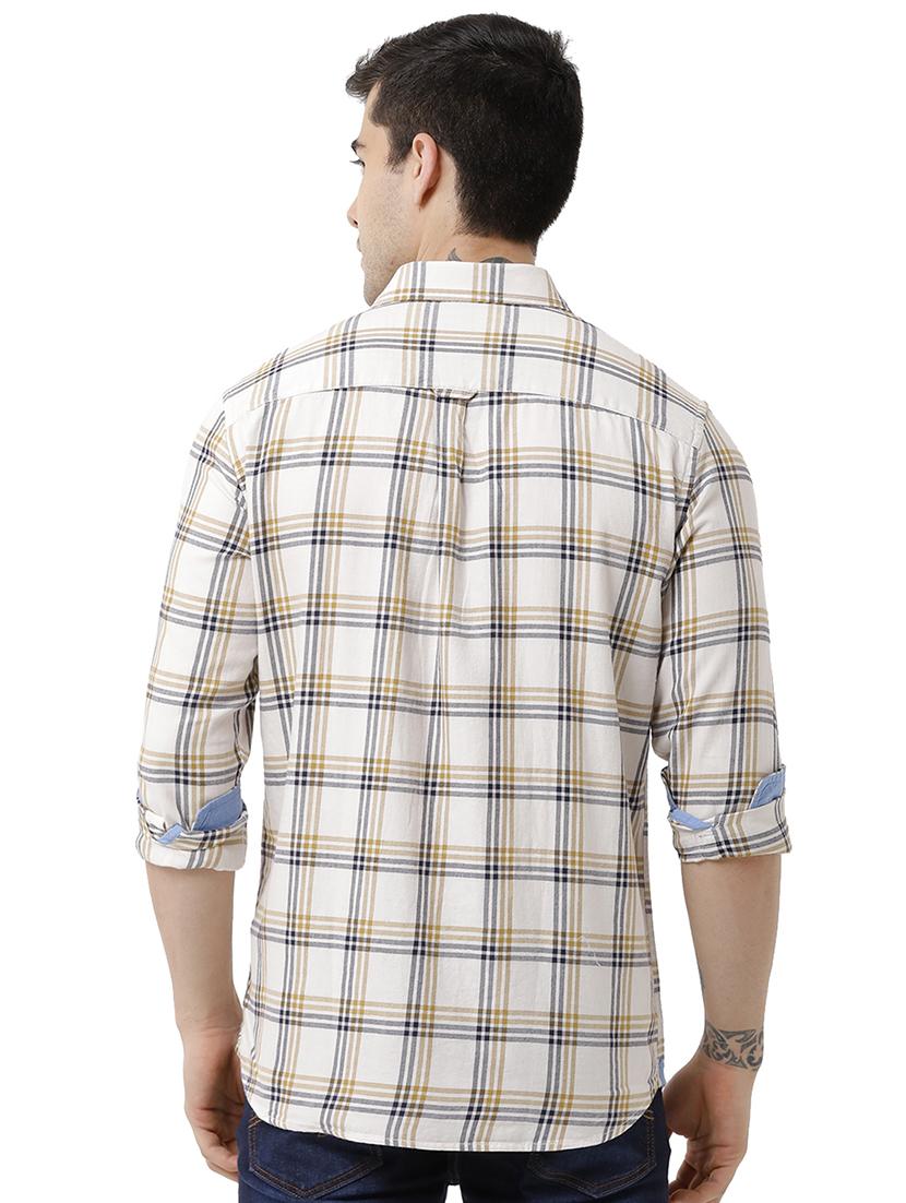 cream checkered casual shirt - 18738314 - Standard Image - 2