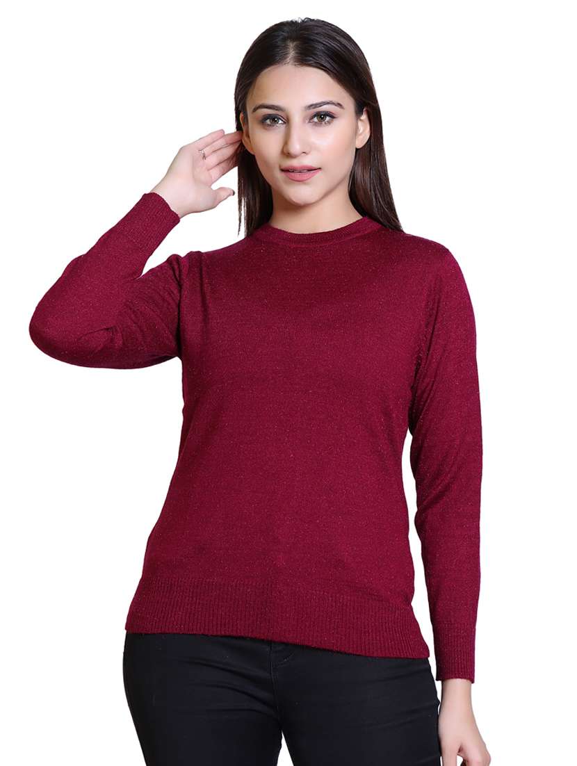 round neck solid pullover 