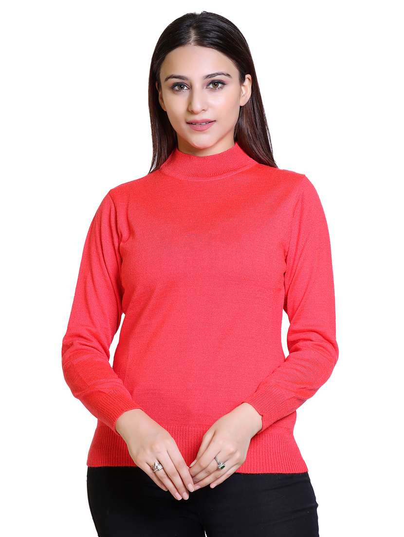 high neck solid pullover