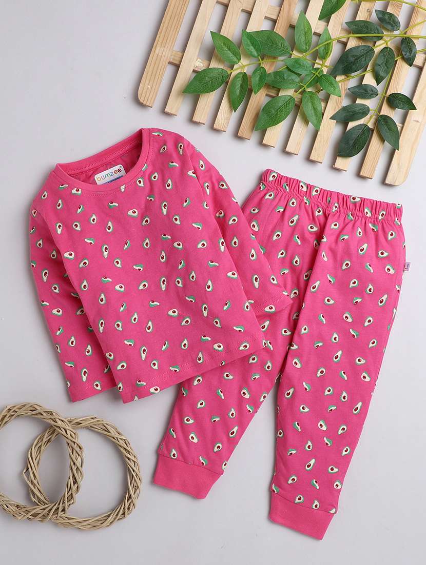pink printed nightwear set