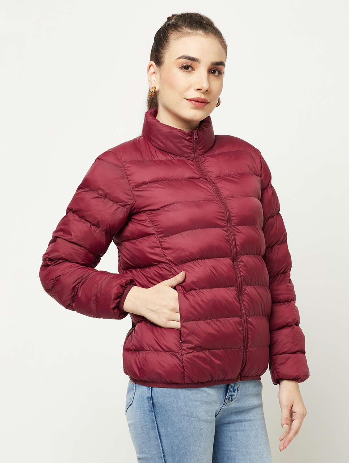 women solid long sleeve quilted jacket  - 18739035 -  Standard Image - 2