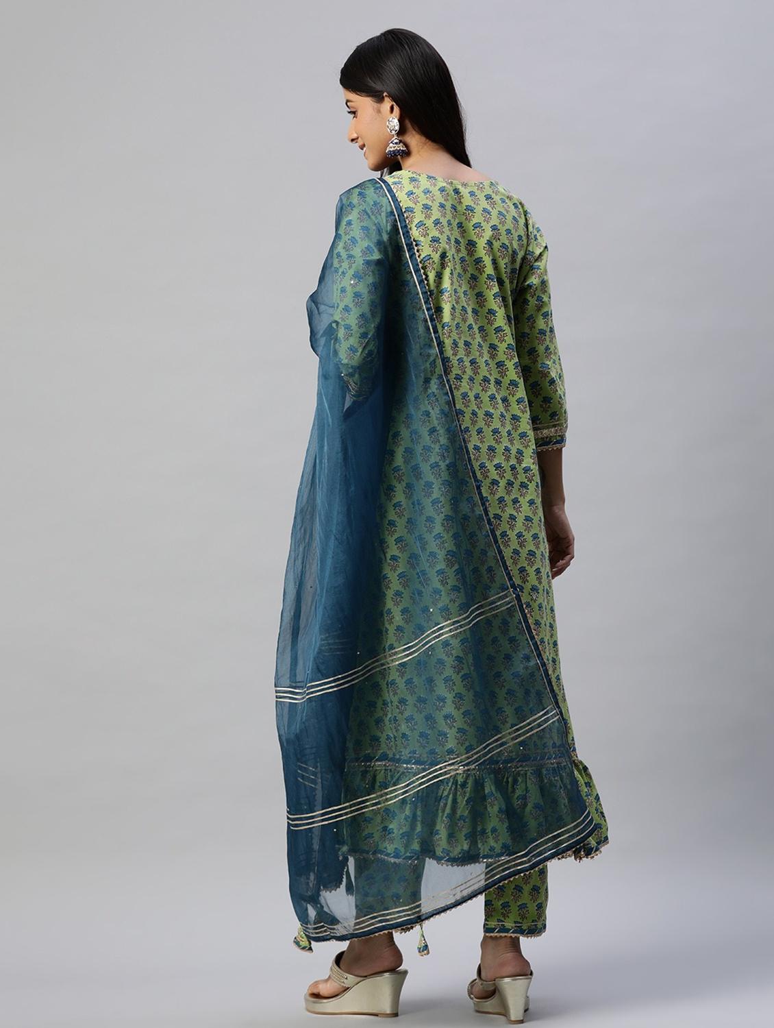 women three quarter sleeve kurta pant with dupatta set - 18739072 - Standard Image - 2