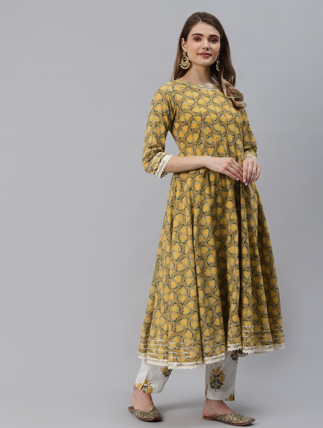 yellow cotton kurta pant set - 18739081 - Standard Image - 2