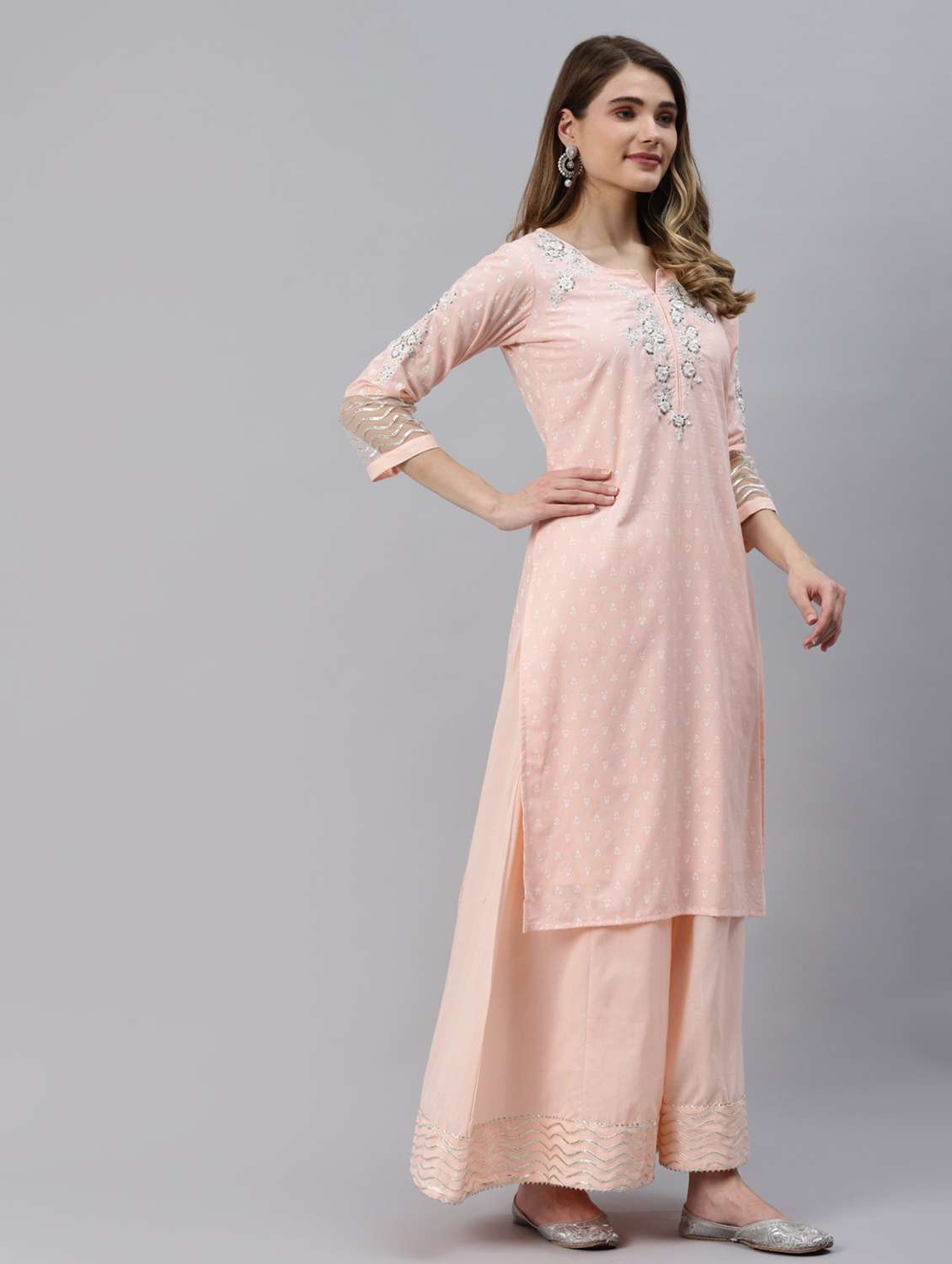 pink kurta palazzo set with dupatta - 18739084 -  Standard Image - 2
