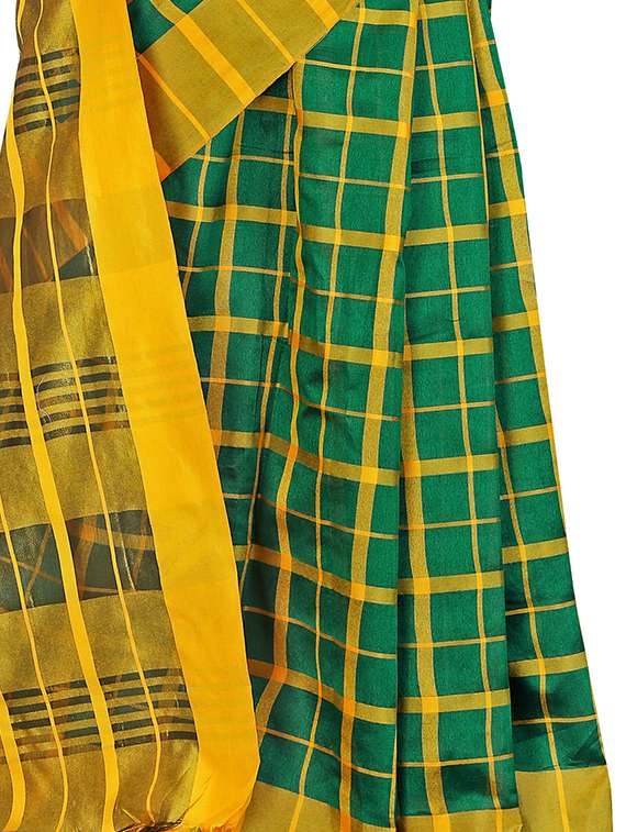 check printed saree with blouse - 18739097 - Standard Image - 2