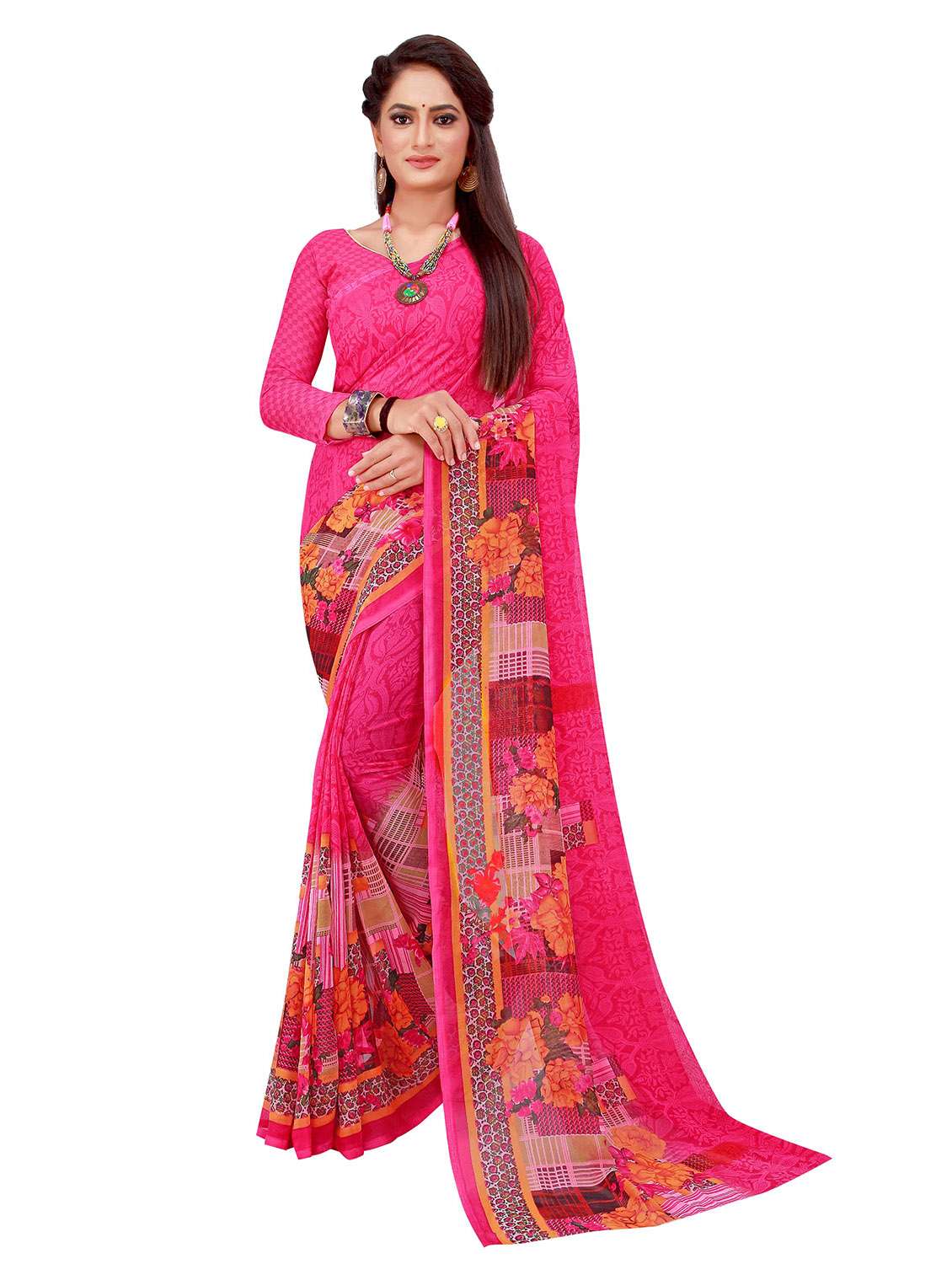 women's saree combo with blouse - 18740072 - Standard Image - 2