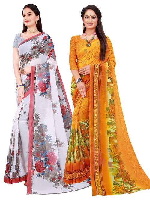 women's printed multi colored saree with blouse - 18740810 - Standard Image - 0