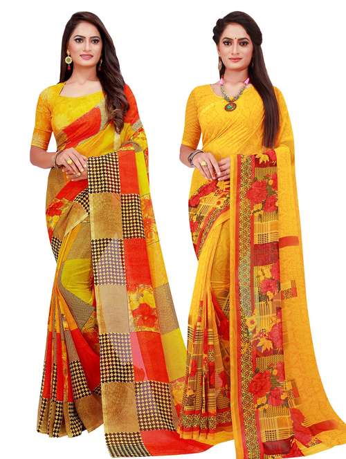 multi coloured printed saree set with blouse - 18740847 - Standard Image - 0