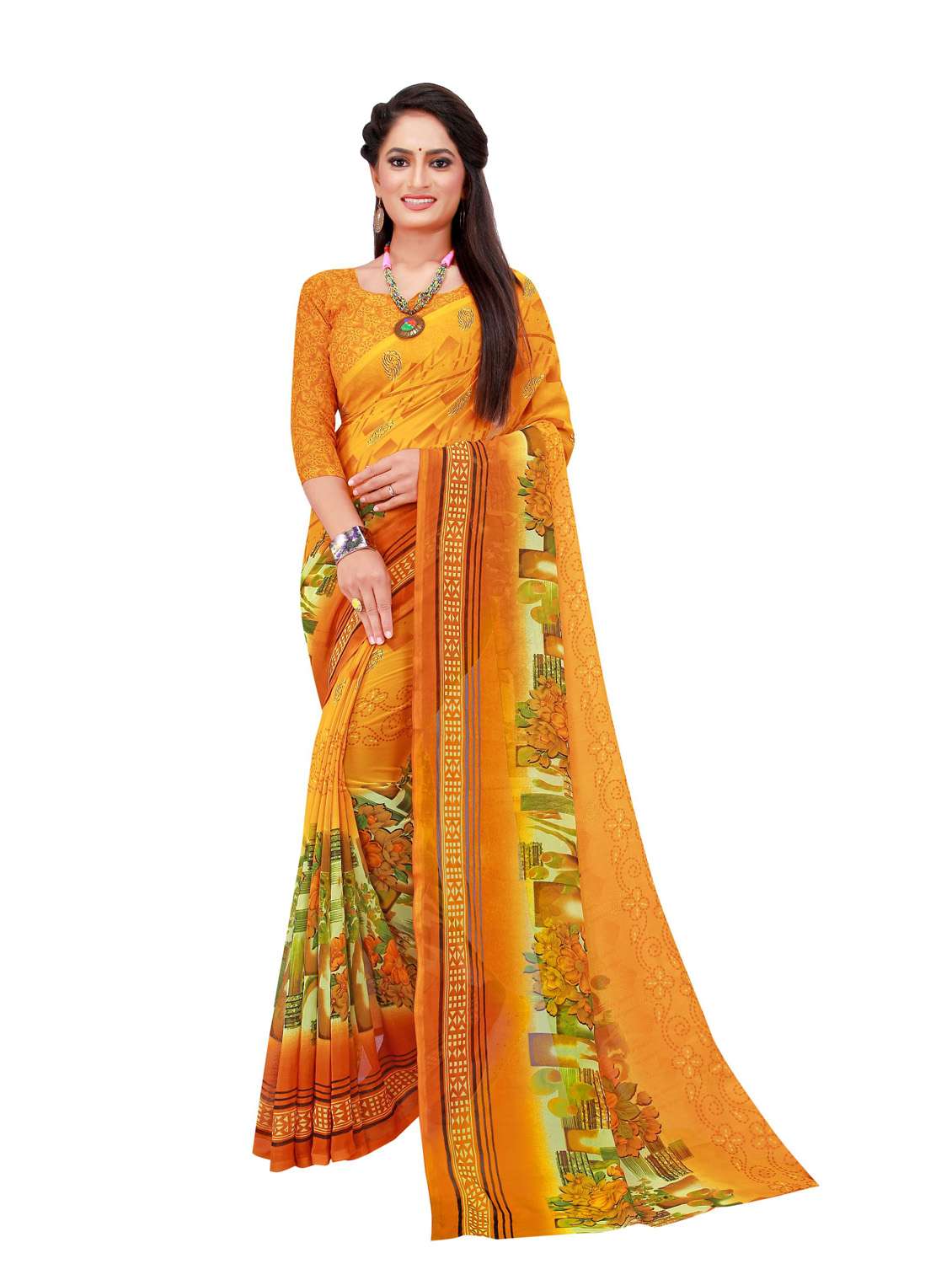 women's saree combo with blouse - 18741805 - Standard Image - 2